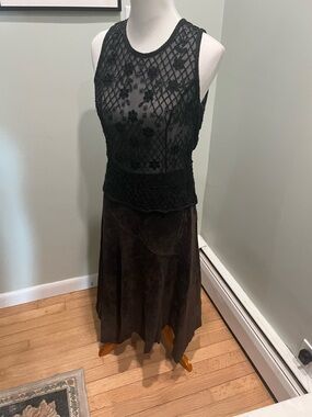 Sheer Black Beaded Floral Tank Top